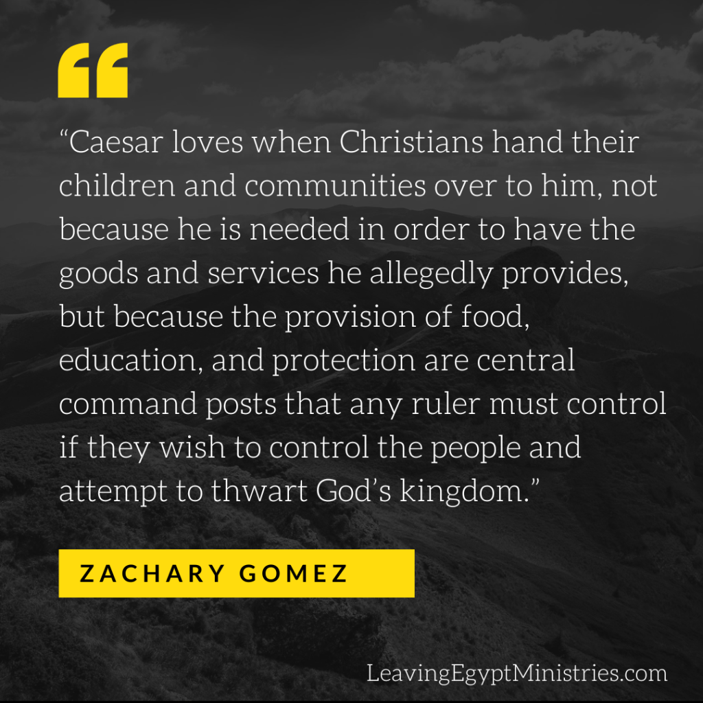 Statism, monopoly, kingdom of God, charity, Christian anarchism, homeschooling, freedom, public school, department of education 