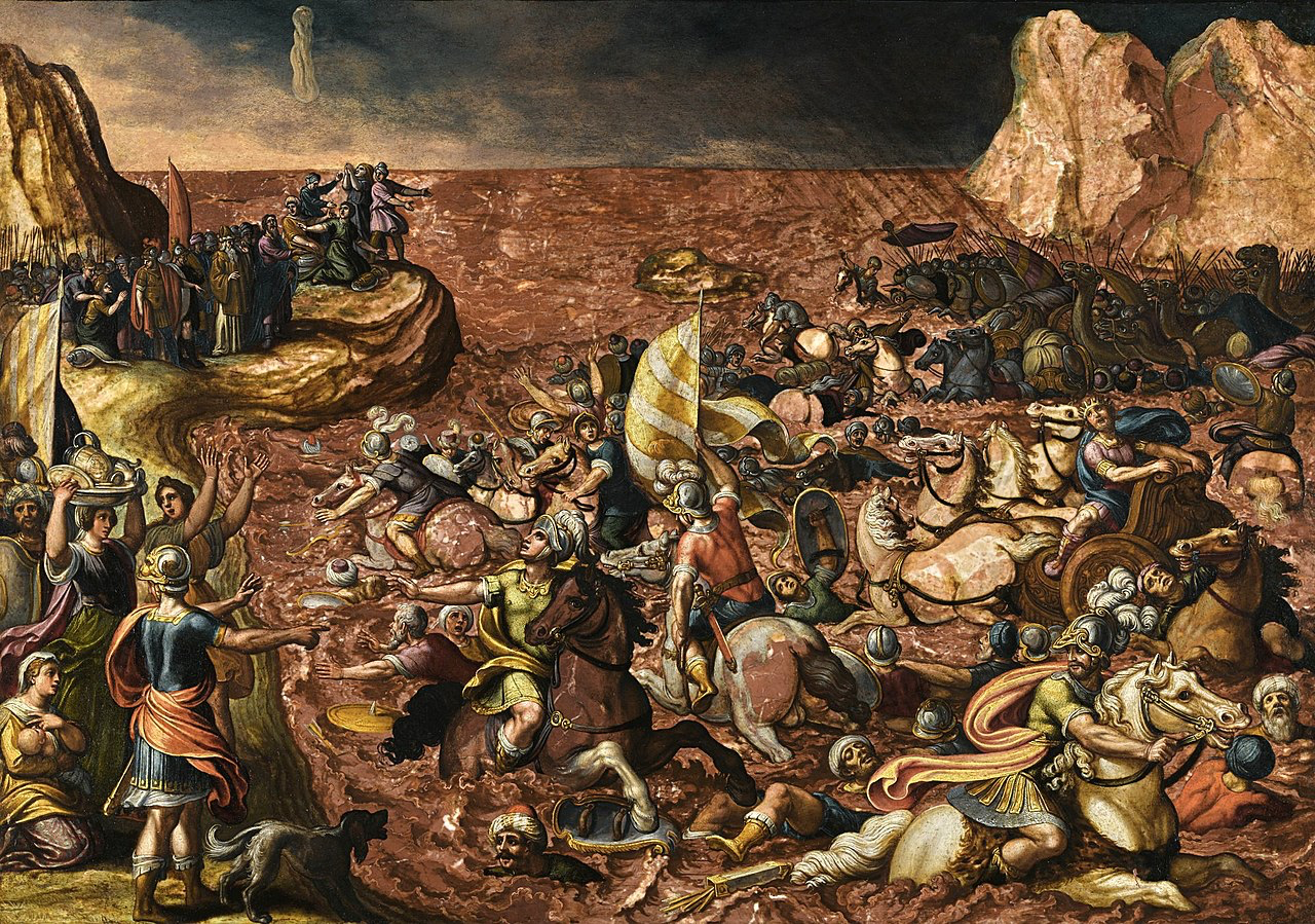 God drowning Pharaohs and their armies in the sea to save people from the slavery of statism