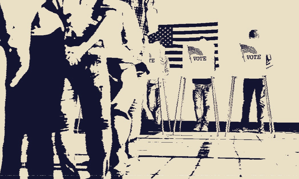 Sinners lining up in a voting line to transgress against God’s Law